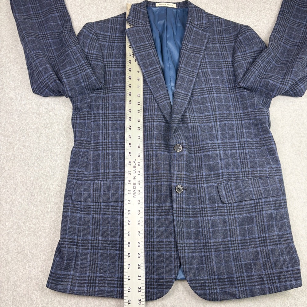 Joseph Abboud Blazer Mens 44L Plaid Blue Wool Cashmere Sport Coat Campore - Picture 5 of 12